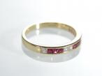 18kt yellow gold square cut ruby and diamond half eternity ring