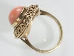1970s bohemian style coral dress ring in gold