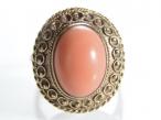1970s bohemian style coral dress ring in gold