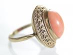 1970s bohemian style coral dress ring in gold