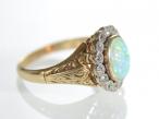 18kt yellow gold vintage opal and diamond coronet cluster ring