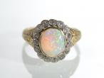 18kt yellow gold vintage opal and diamond coronet cluster ring