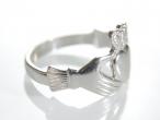 Contemporary Irish platinum Claddagh ring