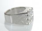 Vintage 18kt white gold chunky square diamond cluster signet ring
