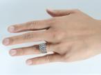 Vintage 18kt white gold chunky square diamond cluster signet ring