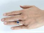 Vintage sapphire and diamond oval cluster ring in 18kt white gold