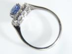 Vintage sapphire and diamond oval cluster ring in 18kt white gold