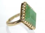 1940s 18kt yellow gold and jade dress ring
