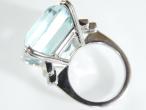 Art Deco Style 25.50ct Aquamarine & Diamond Ring in 18kt White Gold
