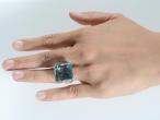 Art Deco Style 25.50ct Aquamarine & Diamond Ring in 18kt White Gold