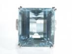 Art Deco Style 25.50ct Aquamarine & Diamond Ring in 18kt White Gold