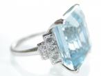 Art Deco Style 25.50ct Aquamarine & Diamond Ring in 18kt White Gold