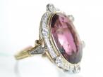 Edwardian reddish purple tourmaline and diamond cluster ring