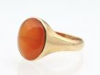 Antique Finnish oval carnelian signet ring in 18kt yellow gold