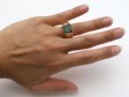 Retro 18kt yellow gold and emerald gents signet ring