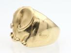 18kt yellow gold elephant ring set with diamond and rubies