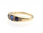Antique sapphire and diamond band ring in yellow gold