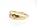 Antique three stone diamond gypsy ring in yellow gold