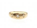 Antique three stone diamond gypsy ring in yellow gold