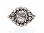 Georgian style rose cut diamond cluster ring in silver and gold