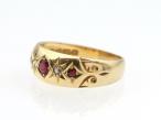 1918 ruby and diamond five stone gypsy ring in 18kt gold