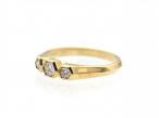 Art Deco three stone hexagonal ring in 18kt yellow gold