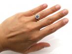 Antique sapphire and diamond cluster ring in platinum and gold