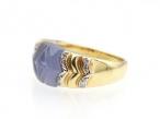 Retro carved chalcedony and diamond ring in 18kt yellow gold