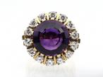 Impressive retro amethyst and diamond cocktail ring in 18kt yellow gold