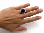 Impressive retro amethyst and diamond cocktail ring in 18kt yellow gold