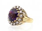 Impressive retro amethyst and diamond cocktail ring in 18kt yellow gold