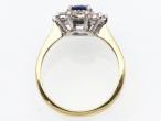 Vintage 18kt yellow gold sapphire and diamond cluster ring