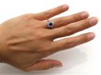 Vintage 18kt yellow gold sapphire and diamond cluster ring