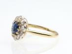 18kt yellow gold oval sapphire and diamond cluster ring