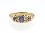 1918 sapphire and diamond carved ring in 18kt yellow gold