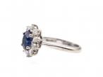 Modern sapphire and diamond cluster ring in 18kt white gold