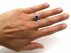 Modern sapphire and diamond cluster ring in 18kt white gold
