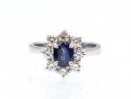 18kt white gold sapphire and diamond cluster ring