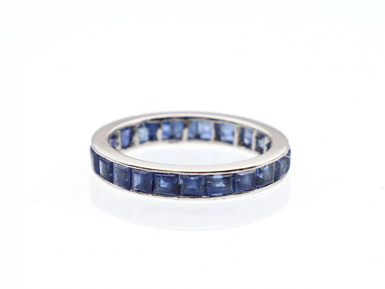 Art Deco sapphire full eternity ring in platinum