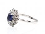 Retro 14kt white gold sapphire and diamond double row cluster ring