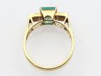Retro Colombian emerald and diamond ring in 18kt yellow gold