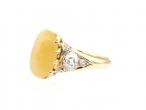 Antique yellow cat's eye quartz and diamond ring in yellow gold