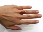 Retro 18kt yellow gold and oval coral dress ring