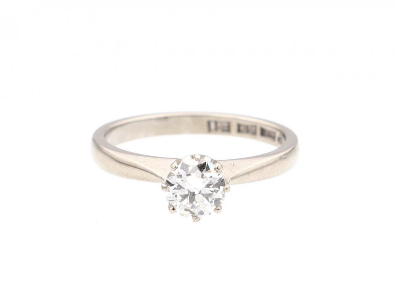 Swedish 18kt white gold diamond solitaire engagement ring