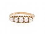 Edwardian five stone natural pearl ring in 18kt yellow gold