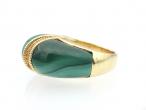 Funky retro malachite and 14kt yellow gold dress ring