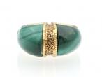 Funky retro malachite and 14kt yellow gold dress ring