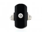 Art Deco diamond and Onyx plaque ring in white gold