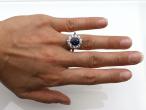 Edwardian 3ct untreated sapphire and diamond cluster ring