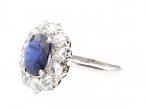 Edwardian 3ct untreated sapphire and diamond cluster ring